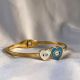 18K Gold Plated Dual Heart Evil Eye Kada